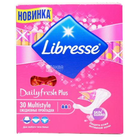 Libresse, Daily Fresh Multistyle plus, 30 шт., Прокладки ежедневные