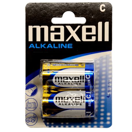 Maxell Alkaline С, 2 шт., 1,5 V, Батарейки щелочные, LR14