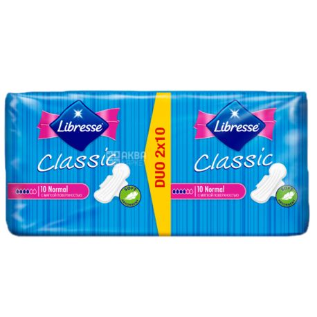 Libresse, Classic Ultra Clip Normal Duo Soft 20 шт., Прокладки гигиенические, 4 капли