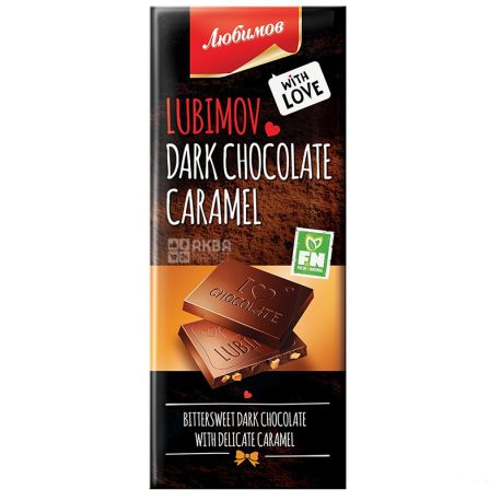 Chocolate Lyubimov, black, with caramel, 85 g