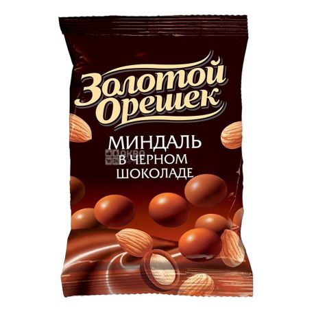 Драже Золотий горішок, 50 г, мигдаль в чорному шоколаді
