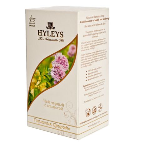 Hyleys, Black tea with melissa, 25 pack * 1.5 g