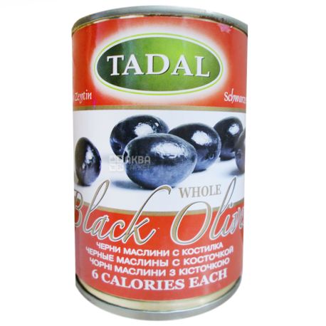 TADAL, Маслины черные с косточками, 300 г