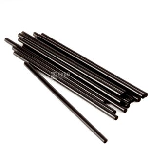 Микспак, 500 шт., Трубочки без гофры, черные, пластиковые, 21 см