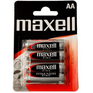Maxell Zinc AA, 4 шт., 1,5 V, Батарейки сольові, R6