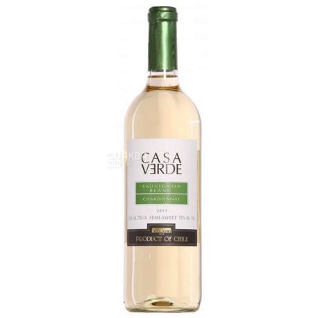 Casa Verde Sauvignon Blanc Chardonnay, Вино біле напівсолодке, 0,75 л
