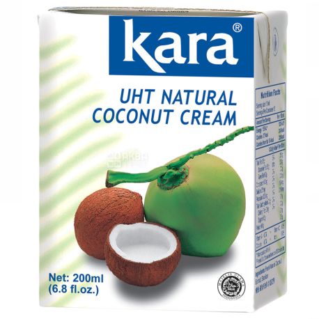 Kara, Coconut cream, 200 мл, Кара, Крем-вершки кокосові, 24%