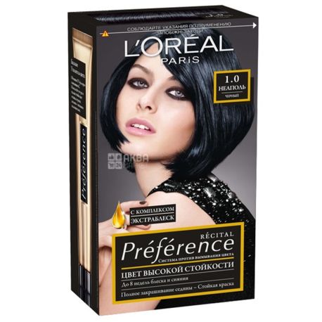 L'Oreal, Paris Preference, Краска стойкая для волос, Тон 1.0 Черный