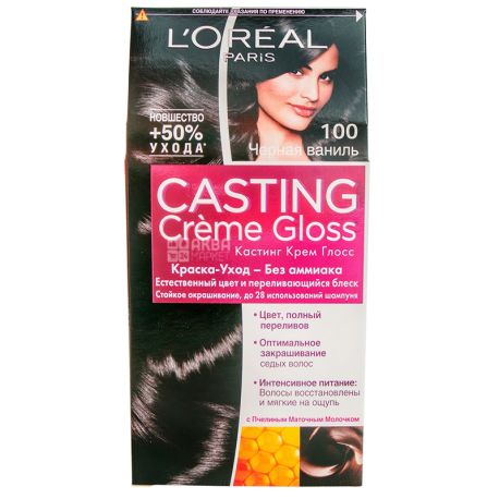 L'Oreal, Paris Casting Creme Gloss, Краска для волос, Тон 100 Черная ваниль