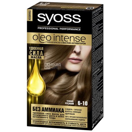 Syoss Oleo Intense, Cream hair color, Tone 6-10 Dark Blonde