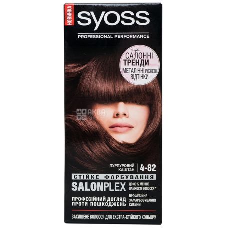 Syoss Professional, Крем-фарба для волосся, Тон 4-82 Пурпурний каштан