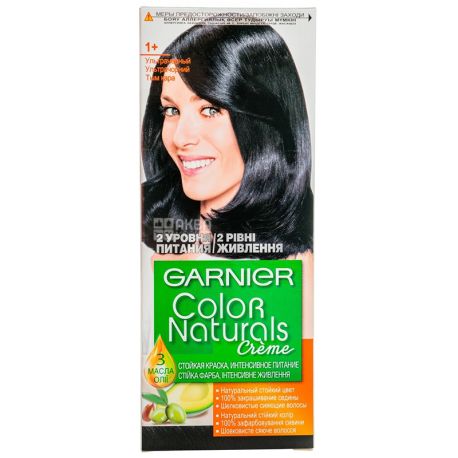 Garnier Color Naturals, Крем-фарба для волосся, Тон 1+ Ультрачорний