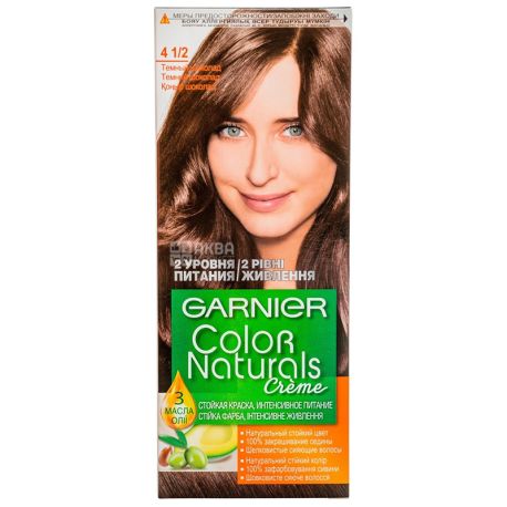 Garnier Color Naturals, Крем-краска для волос, Тон 4 1/2 Темный шоколад