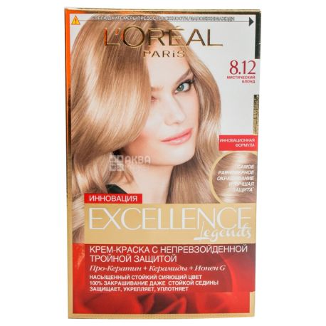 L'Oreal, Paris Excellence crème, Крем- краска для волос Тон 8.12 Мистический блонд