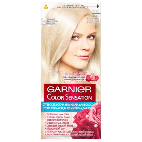 Garnier Colos Sensation, Крем-фарба для волосся суперосвітлююча, 910 Графітовий ультра блонд