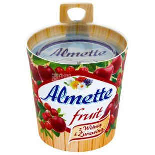 Hochland Almette fruit, Сыр-десерт, Фруктовый, С вишней и клюквой, 150 г