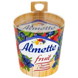 Hochland Almette fruit, Сыр-десерт, Фруктовый, С черникой и малиной, 150 г