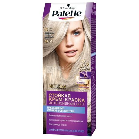 Palette, Крем-краска  стойкая для волос,Интенсивный цвет, Тон С10, Серебристый блондин, 110 мл