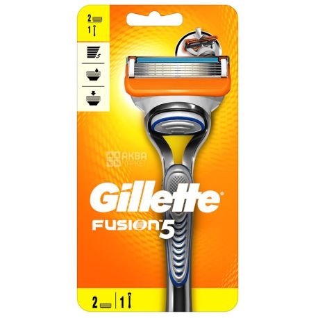 Gillette Fusion5, 1 шт., Станок для бритья, 2 сменные кассеты