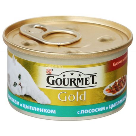 Gourmet Gold, Корм с лососем и цыпленком, для взрослых котов, 85 г
