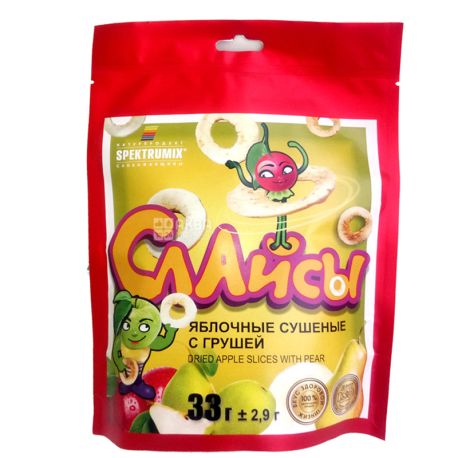 Слайси яблучні, сушені з грушею, 33 г, ТМ Spektrumix