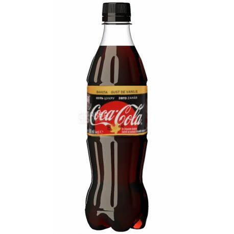 Coca-Cola Zero, Vanilla, 0,5 л, Кока-Кола Зеро, Ваніль, Вода солодка, низькокалорійна, ПЕТ
