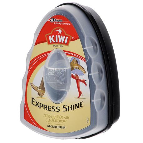 KIWI, Express Shine, Губка для обуви, с дозатором силикона, бесцветная, 6 мл