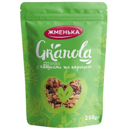 Жменька, 250 г, Гранола с яблоком и корицей, овсяные хлопья, кукуруза