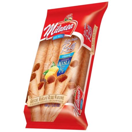 Вафельные трубочки, Миланеа с масляным кремом, 100 г, ТМ Lumar