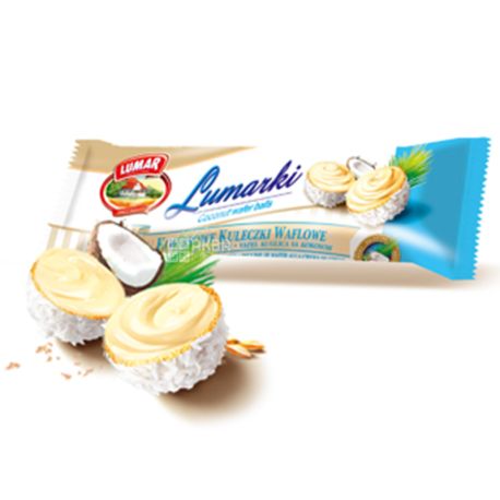 Вафельные шарики со вкусом кокоса в кокосовой стружке, 31 г, ТМ Lumar
