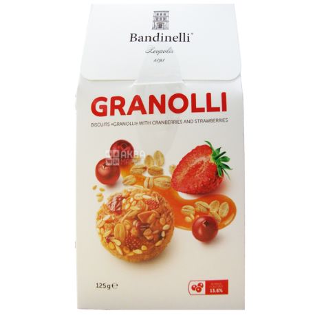 Bandinelli Granolli, Cookies with Cranberries and Strawberries, 125 g