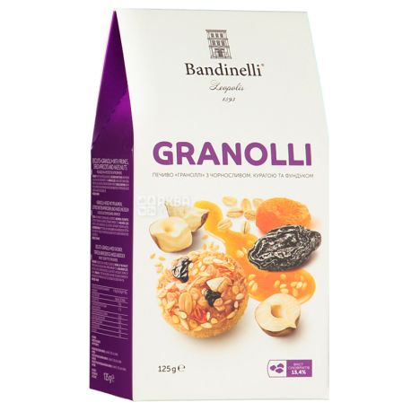 Bandinelli Granolli, Dried Apricots, Prunes and Hazelnut Cookies, 125 g