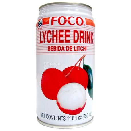 Foco, Lychee Drink, 0,35 л, Фоко, Напиток соковый из фрукта Личи, ж/б
