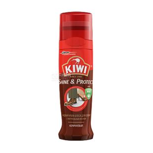 KIWI, 75 мл, Крем-блеск для обуви, жидкий, коричневый