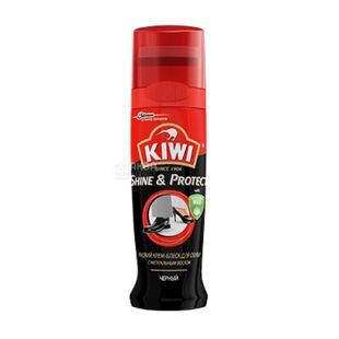 KIWI, 75 мл, Крем-блеск для обуви, жидкий, черный