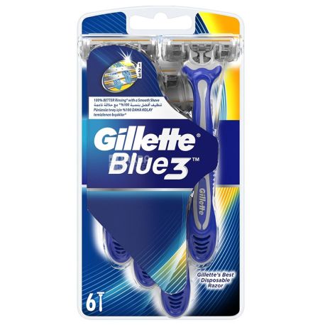 Gillette Blue3, 6 шт., Станок для гоління, одноразовий