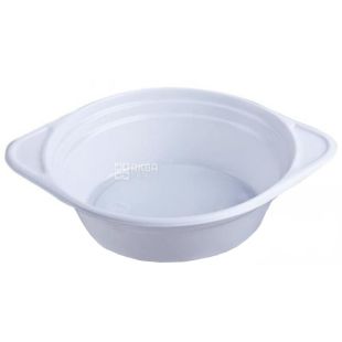 Промтус, Тарілка пластикова супова глибока 350 мл, 100 шт., Ø 19 см, біла