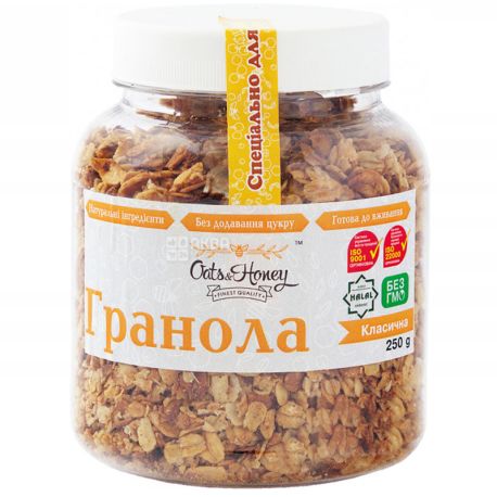 Oats & Honey, 250 г, Гранола Оетс енд Хані Класична, мед, вівсяні пластівці