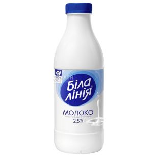 Белая Линия, Молоко Украинское пастеризованное, 2,5 %, 900 г