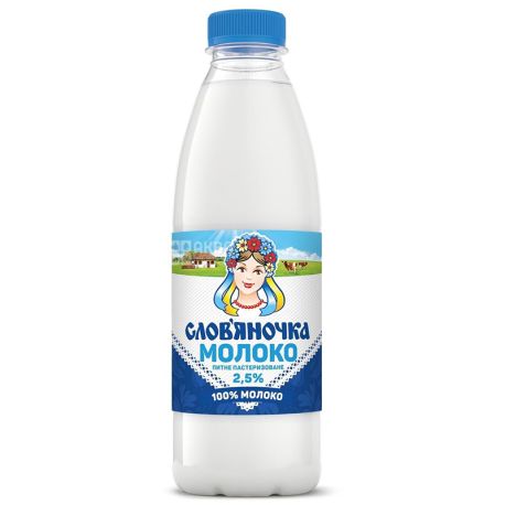 Слов'яночка, Молоко пастеризоване, 2,5 %, 890 мл