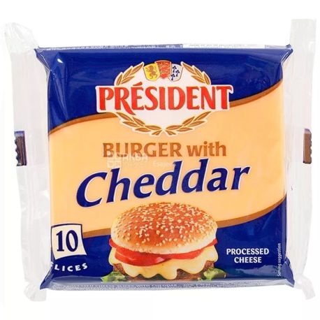 President Cheddar, Плавленый сыр для бургеров, 40 %, 200 г 