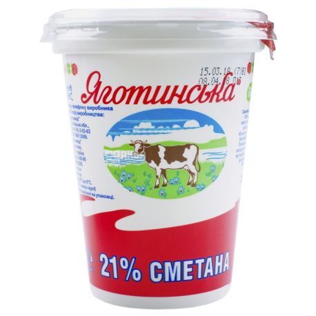 Яготинська, 350 г, Сметана, 21% - купити Сметана у Києві, доставка води ...