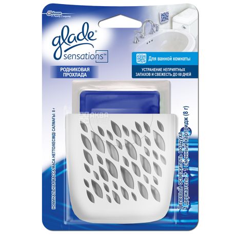 Glade Sensations, Джерельна прохолода, 8 г, Гелевий освіжувач для ванної + тримач