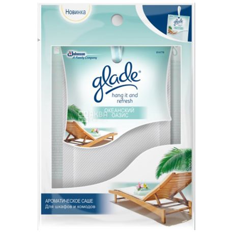 Glade Hang it and Refresh, Океанский оазис, 8 г, Саше ароматическое для шкафов и комодов