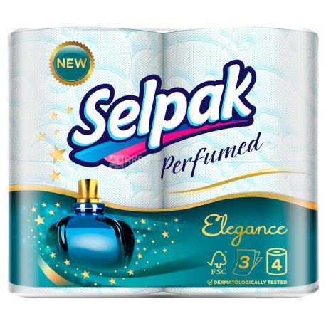 Selpak Perfumed Elegance, 4 рул., Туалетний папір Селпак Перфомд Елеганс, 3-х шаровий
