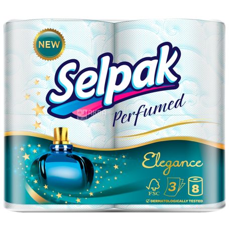 Selpak Perfumed Elegance, 8 рул., Туалетний папір Селпак Перфомд Елеганс, 3-х шаровий