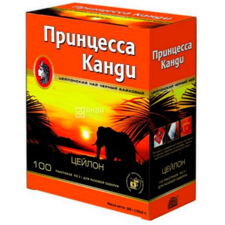 Princess Kandy Medium, black tea in a cardboard box, 100 pack