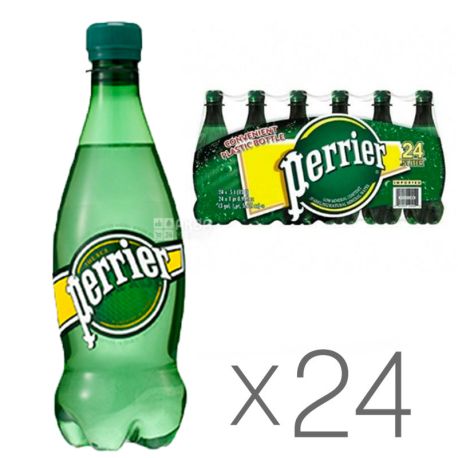 Perrier, 0,5 л, Упаковка 24 шт., Пер'є, Мінеральна газована вода, ПЕТ