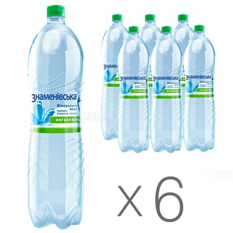 Знаменовская, 1,5 л, Упаковка 6 шт., Минеральная вода, негазированная, ПЭТ