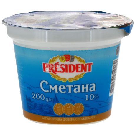 President, Сметана, 10%, 200 г